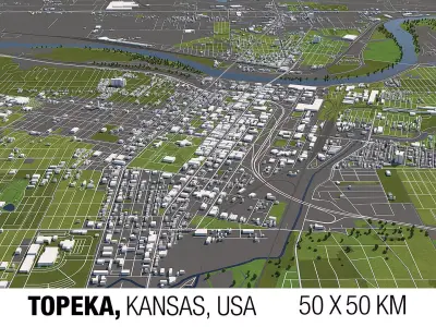 Topeka Kansas USA 50x50km 3D City Map 3D model