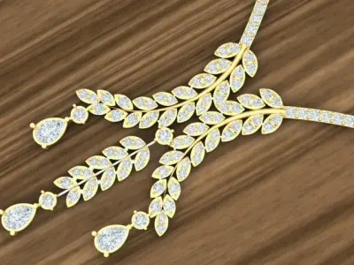 Light Weight Gold Necklace Set 3D print model