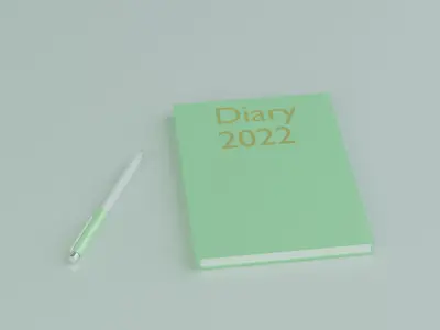 Pen and Diary 2022 3D model Low-poly 3D model