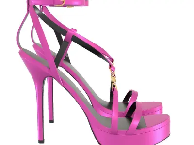 Satin Crystal Logo Shoes Heels Low-poly 3D model