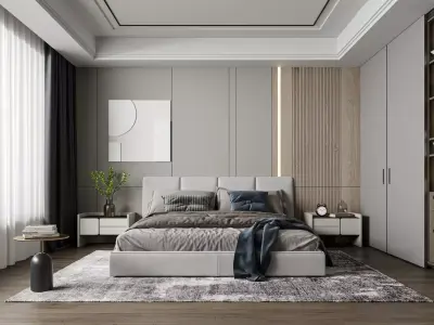 Modern Minimal Master Bedroom 3D model