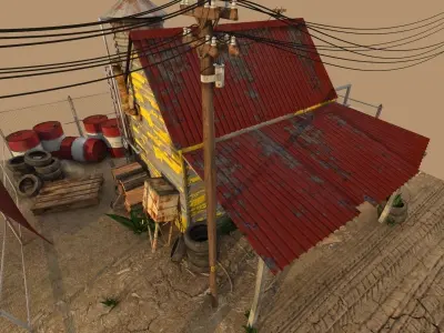 Old Gas Station Low Poly 3D model