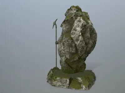 anibus statue of woman holding spear Low-poly 3D model