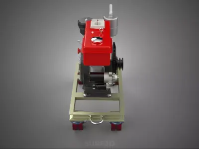 MOBILE DIESEL ENGINE MACHINE MOUNTED WHEELED CART CASTER TROLLEY 3D model