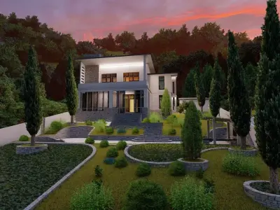 Casa Scene-villa-modern house 3D model 80