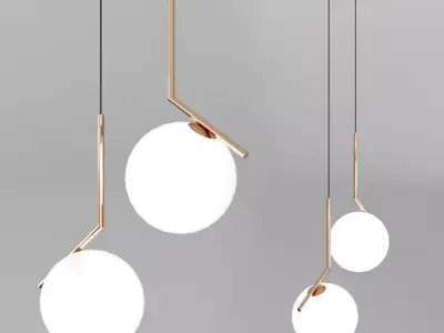 Chandelier pendant light - rose gold 3D model