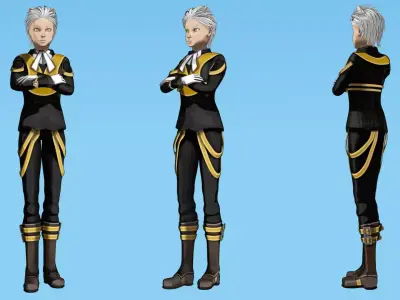 Neko Male Character Acrobatic Stunt animation Low-poly 3D model