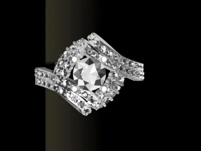 Diamond ring White gold 3D print model