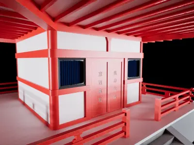 Japanese pagoda temple Low-poly 3D model