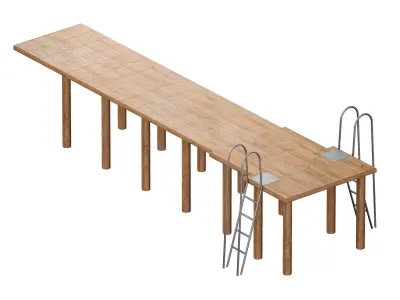 Coastal wooden jetty 3D model