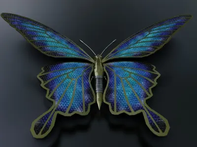 Mechanical Butterfly Low-poly 3D model