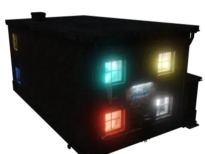 Urban City building 01 Low poly two versions Low-poly 3D model