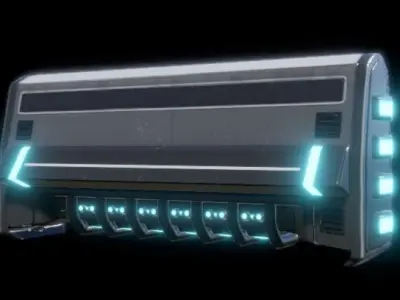 Sci-fi train with wagon Low-poly 3D model