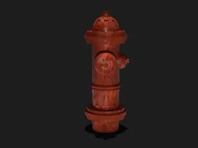 Fire Hydrant Realistic 3D Model PBR Textures Game Ready Low Poly Low-poly 3D model