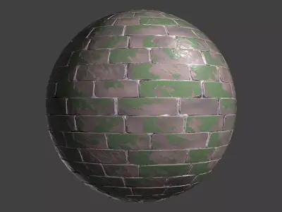 Stylized PBR Mossy Brick Seamless Texture