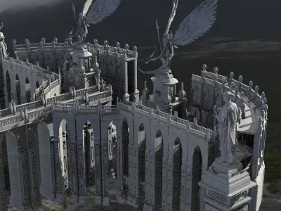 Baroque Bridge tall arches angels on stands 3D model 3D model