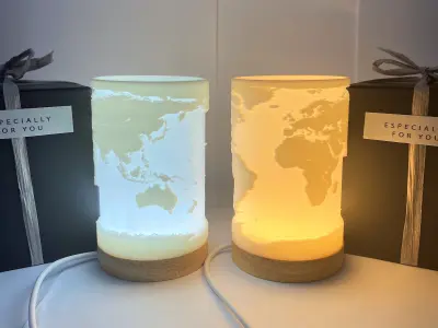 Worldmap moodlight 3D print model