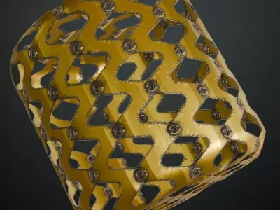 Rusty Gold Sci-Fi Metal Mesh Transparent PBR Seamless Texture