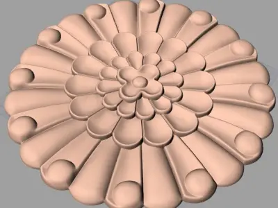 Furniture decoration round flower 3D STL model for CNC E938 3D model
