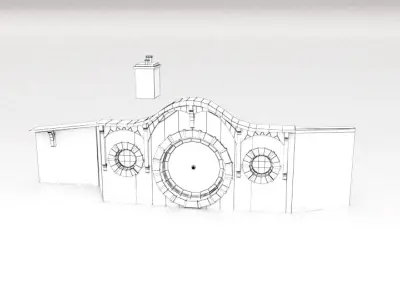 3D Hobbit Hole Dwelling - Orange Door Low-poly 3D model