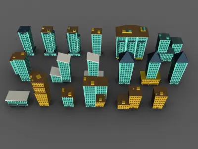 Cartoon city 4 Low-poly 3D model