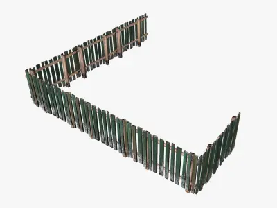 Modular Fence Pack Low-poly 3D model