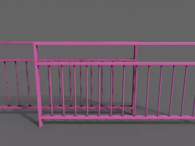 PBR Pedestrian Guard Rail Pink V3 Low-poly 3D model