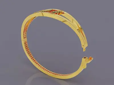 Elegant Double Band Bracelet with Pave Leaf Clusters  3D print model