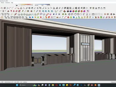 Gate house with boundary wall 3d model 3D model