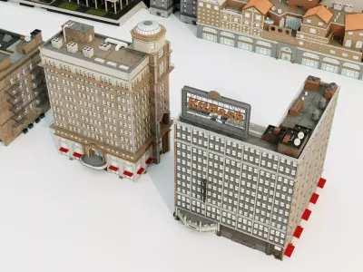 Commercial office building building package Low-poly 3D model