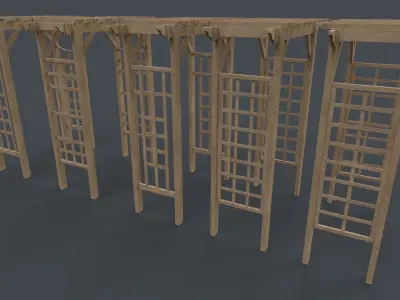 PBR Wooden Arbour Garden Arch B Low-poly 3D model
