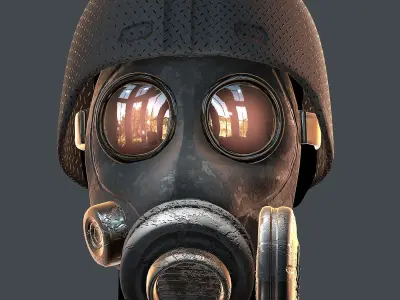 Gas mask helmet 3d model scifi Low-poly  Low-poly 3D model 180