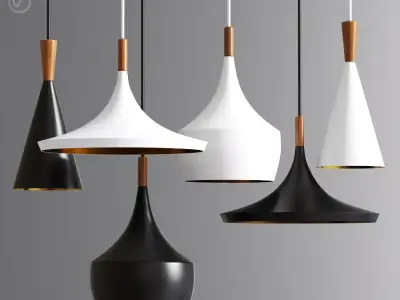 Modern Wood Loft Fixture Industrial Pendant 3D model