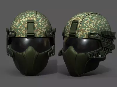 Helmet scifi fantasy futuristic military combat protection  Low-poly 3D model