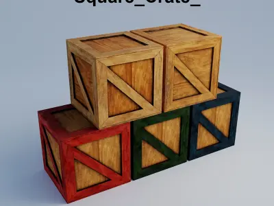 Wooden Crate Pack Low-poly 3D model