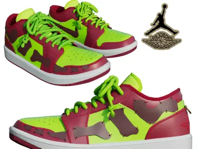 DINO 2 Air Jordan 1 BUSTER LOW Shoes PBR  Low-poly 3D model
