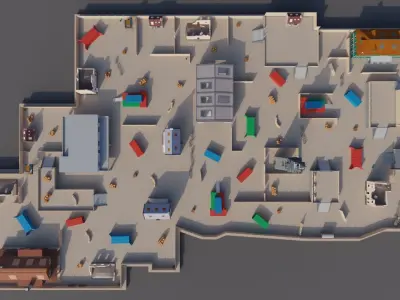 TDM Map 2- 4V4 Battle Royal Game - Low Poly Map Low-poly 3D model