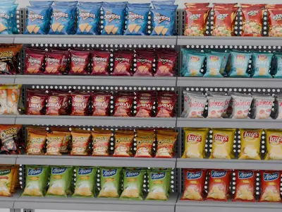 Chips Shelf Collection  34 Packaged Snacks 3D model