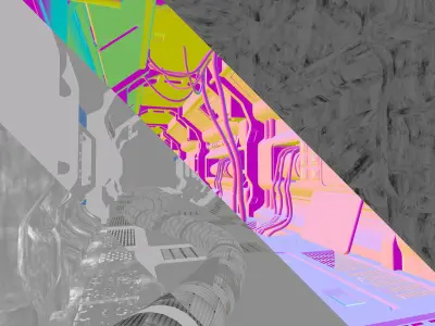 Sci-Fi Hallway Modular Kit Low-poly 3D model