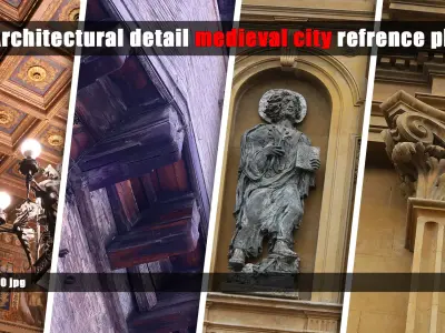340 Architectural detail - Medieval city photo reference pack 3D model