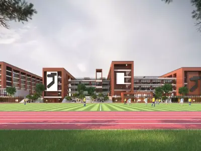 School building Low-poly 3D model