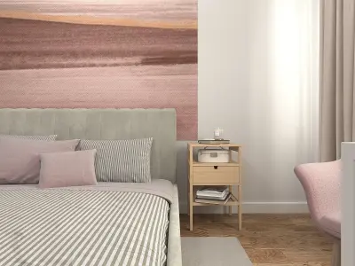 Bedroom with furniture and mirrors 3D model