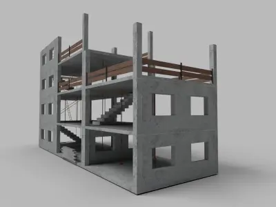 Building Construction Elements Low-poly 3D model