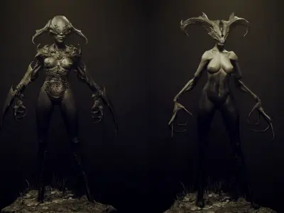 50 DEMONESS HEADS 3D model