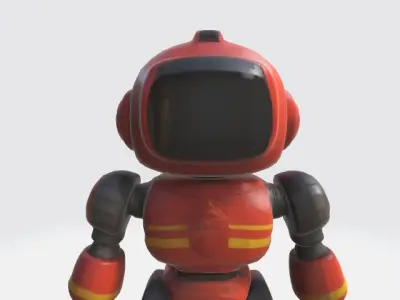 Lowpoly robot fireman Low-poly 3D model
