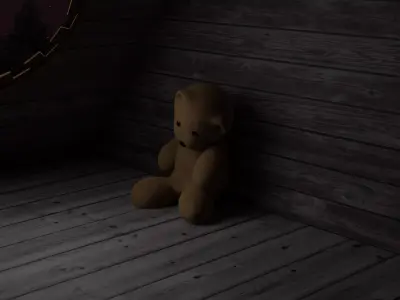 teddy bear scene on attic 3D model