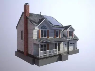 Modern Suburban House 2 Low-poly 3D model