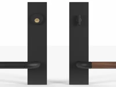 Tumalo Handle - Bronze with Walnut Lever Exterior Door Hardware 3D model