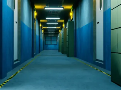 Modular Basement Corridor - Game Ready - PBR