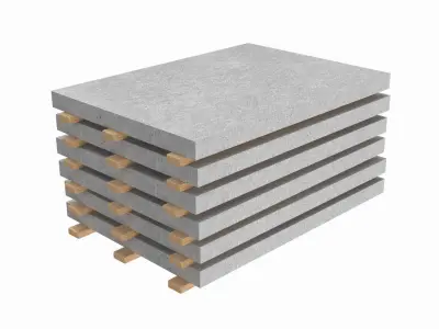 Concrete Panels On Wood Planks 3D model